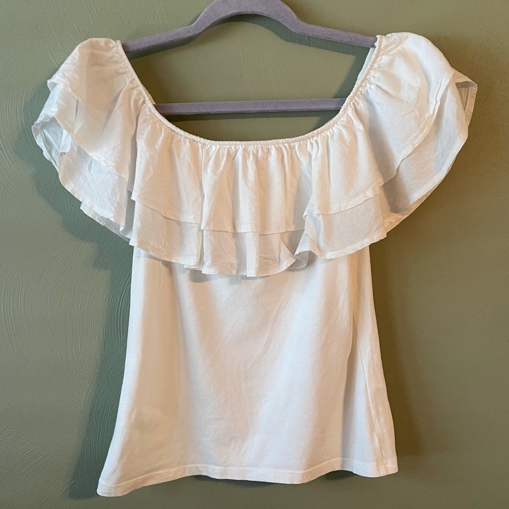 Cream white top off shoulder